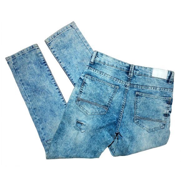 Boy's Southpole Acid Wash Distressed Stretchy Moto Fashion Jeans 7 Pockets Sz 14 - Picture 10 of 11